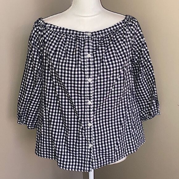 Merona Off the Shoulder Gingham Top! - Picture 1 of 13